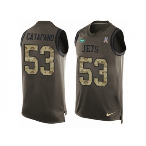Men's Nike New York Jets #53 Mike Catapano Limited Green Salute to Service Tank Top NFL Jersey