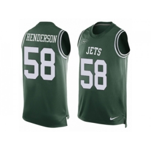 Men's Nike New York Jets #58 Erin Henderson Limited Green Player Name & Number Tank Top NFL Jersey