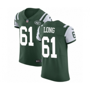 Men's Nike New York Jets #61 Spencer Long Green Team Color Vapor Untouchable Elite Player NFL Jersey