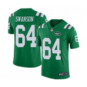 Men's Nike New York Jets #64 Travis Swanson Elite Green Rush Vapor Untouchable NFL Jersey