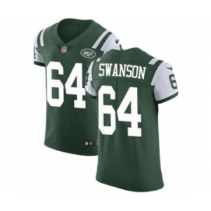 Men's Nike New York Jets #64 Travis Swanson Green Team Color Vapor Untouchable Elite Player NFL Jersey