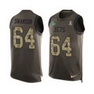 Men's Nike New York Jets #64 Travis Swanson Limited Green Salute to Service Tank Top NFL Jersey