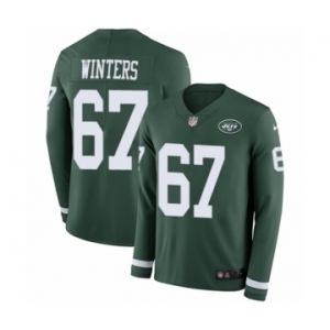 Men's Nike New York Jets #67 Brian Winters Limited Green Therma Long Sleeve NFL Jersey