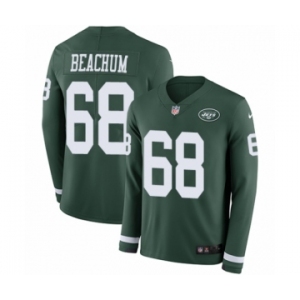 Men's Nike New York Jets #68 Kelvin Beachum Limited Green Therma Long Sleeve NFL Jersey