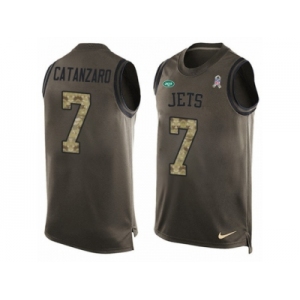 Men's Nike New York Jets #7 Chandler Catanzaro Limited Green Salute to Service Tank Top NFL Jersey