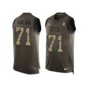Men's Nike New York Jets #71 Ben Ijalana Limited Green Salute to Service Tank Top NFL Jersey