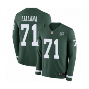 Men's Nike New York Jets #71 Ben Ijalana Limited Green Therma Long Sleeve NFL Jersey
