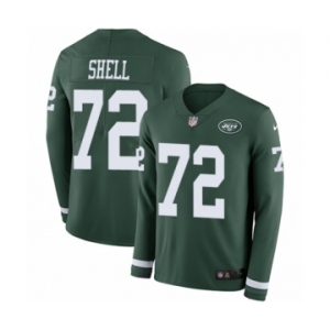 Men's Nike New York Jets #72 Brandon Shell Limited Green Therma Long Sleeve NFL Jersey