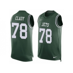 Men's Nike New York Jets #78 Ryan Clady Limited Green Player Name & Number Tank Top NFL Jersey