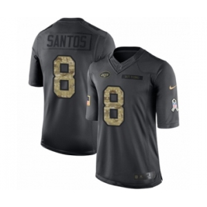 Men's Nike New York Jets #8 Cairo Santos Limited Black 2016 Salute to Service NFL Jersey