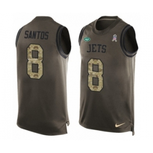 Men's Nike New York Jets #8 Cairo Santos Limited Green Salute to Service Tank Top NFL Jersey