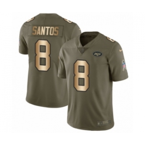 Men's Nike New York Jets #8 Cairo Santos Limited Olive Gold 2017 Salute to Service NFL Jersey