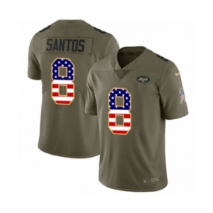 Men's Nike New York Jets #8 Cairo Santos Limited Olive USA Flag 2017 Salute to Service NFL Jersey