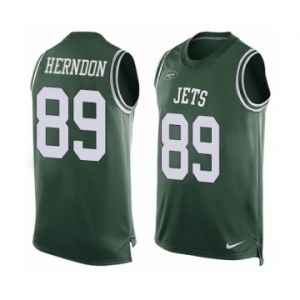 Men's Nike New York Jets #89 Chris Herndon Limited Green Player Name & Number Tank Top NFL Jersey