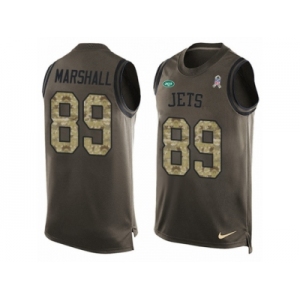 Men's Nike New York Jets #89 Jalin Marshall Limited Green Salute to Service Tank Top NFL Jersey