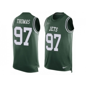 Men's Nike New York Jets #97 Lawrence Thomas Limited Green Player Name & Number Tank Top NFL Jersey
