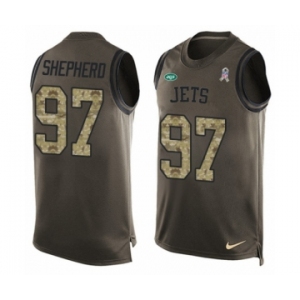 Men's Nike New York Jets #97 Nathan Shepherd Limited Green Salute to Service Tank Top NFL Jersey