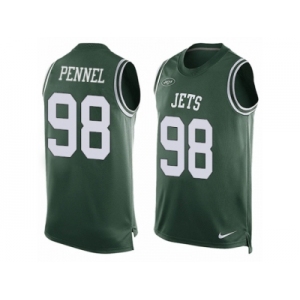 Men's Nike New York Jets #98 Mike Pennel Limited Green Player Name & Number Tank Top NFL Jersey