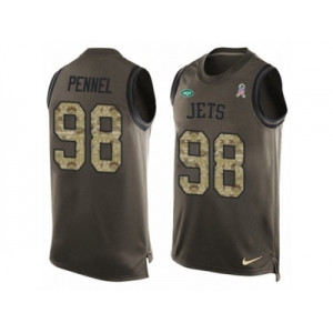 Men's Nike New York Jets #98 Mike Pennel Limited Green Salute to Service Tank Top NFL Jersey