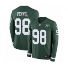 Men's Nike New York Jets #98 Mike Pennel Limited Green Therma Long Sleeve NFL Jersey