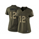 Women Nike New York Jets #12 Joe Namath Green Salute to Service Jerseys