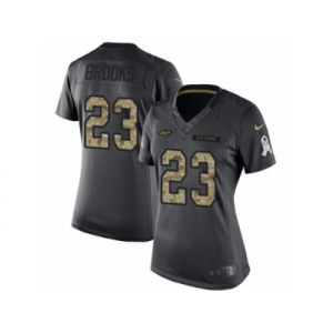 Women Nike New York Jets #23 Terrence Brooks Limited Black 2016 Salute to Service NFL Jersey