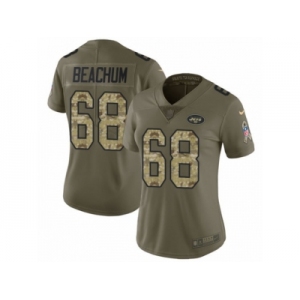 Women Nike New York Jets #68 Kelvin Beachum Limited Olive Camo 2017 Salute to Service NFL Jersey