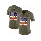 Women Nike New York Jets #90 Dennis Byrd Limited Olive USA Flag 2017 Salute to Service NFL Jersey