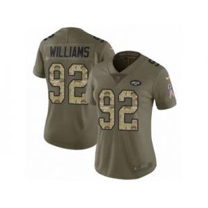 Women Nike New York Jets #92 Leonard Williams Limited Olive Camo 2017 Salute to Service NFL Jersey
