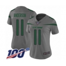 Women's New York Jets #11 Robby Anderson Limited Gray Inverted Legend 100th Season Football Jersey