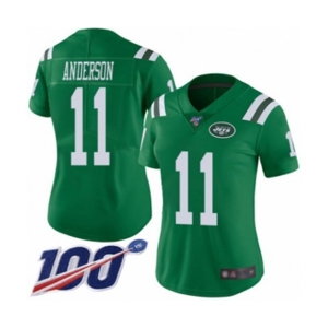 Women's New York Jets #11 Robby Anderson Limited Green Rush Vapor Untouchable 100th Season Football Jersey