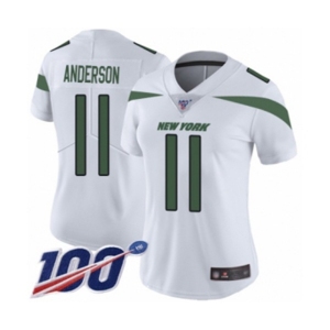Women's New York Jets #11 Robby Anderson White Vapor Untouchable Limited Player 100th Season Football Jersey