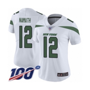 Women's New York Jets #12 Joe Namath White Vapor Untouchable Limited Player 100th Season Football Jersey