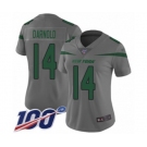 Women's New York Jets #14 Sam Darnold Limited Gray Inverted Legend 100th Season Football Jersey