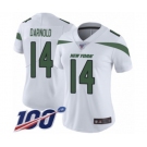 Women's New York Jets #14 Sam Darnold White Vapor Untouchable Limited Player 100th Season Football Jersey