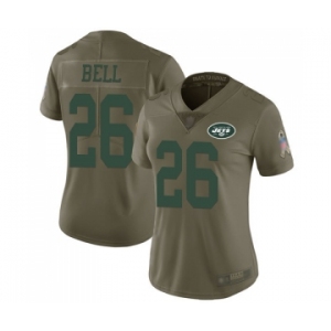 Women's New York Jets #26 Le'Veon Bell Limited Olive 2017 Salute to Service Football Jersey
