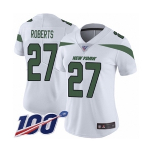 Women's New York Jets #27 Darryl Roberts White Vapor Untouchable Limited Player 100th Season Football Jersey