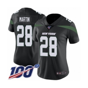Women's New York Jets #28 Curtis Martin Black Alternate Vapor Untouchable Limited Player 100th Season Football Jersey