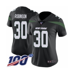 Women's New York Jets #30 Rashard Robinson Black Alternate Vapor Untouchable Limited Player 100th Season Football Jersey