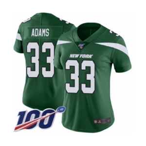 Women's New York Jets #33 Jamal Adams Green Team Color Vapor Untouchable Limited Player 100th Season Football Jersey