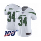Women's New York Jets #34 Brian Poole White Vapor Untouchable Limited Player 100th Season Football Jersey