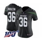 Women's New York Jets #36 Doug Middleton Black Alternate Vapor Untouchable Limited Player 100th Season Football Jersey