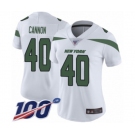 Women's New York Jets #40 Trenton Cannon White Vapor Untouchable Limited Player 100th Season Football Jersey