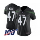Women's New York Jets #47 Trevon Wesco Black Alternate Vapor Untouchable Limited Player 100th Season Football Jersey