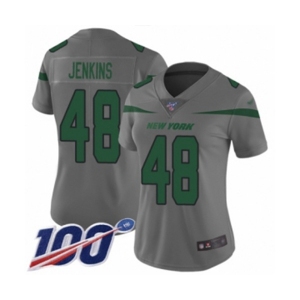 Women's New York Jets #48 Jordan Jenkins Limited Gray Inverted Legend 100th Season Football Jersey