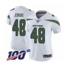 Women's New York Jets #48 Jordan Jenkins White Vapor Untouchable Limited Player 100th Season Football Jersey