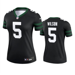 Women's New York Jets #5 Garrett Wilson Black 2024 Football Stitched Jersey