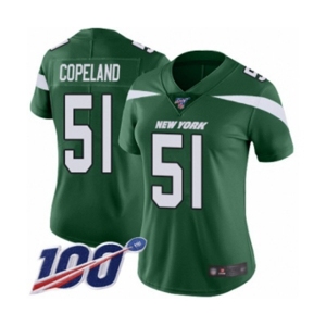 Women's New York Jets #51 Brandon Copeland Green Team Color Vapor Untouchable Limited Player 100th Season Football Jersey