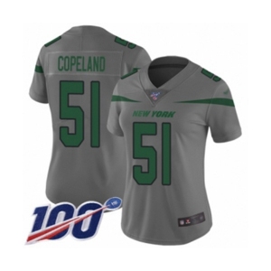Women's New York Jets #51 Brandon Copeland Limited Gray Inverted Legend 100th Season Football Jersey