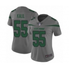 Women's New York Jets #55 Ryan Kalil Limited Gray Inverted Legend Football Jersey
